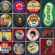 Collage of Presidential Campaign buttons over the years