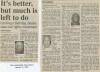 Newspaper article titled "It's better, but much is left to do"