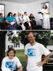 2 photos, one at Dunker Church service and second of 2 people at a peace and unity rally in Washington County MD