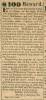 Newspaper article titled "$100 Reward."