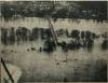 Aerial view of Hancock Bridge underwater during 1936 Flood