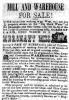 Ad in Herald of Freedom & Torch Light, 1854 - 'Mill and Warehouse for Sale!" 