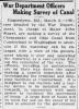News article in Harrisburg Telegraph, 1918 - "War Department Officers Making Survey of Canal"