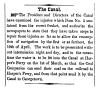 News article in Herald of Freedom & Torch Light, 1857 - "The Canal." about repairs to canal