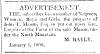 Advertisement from Maryland Herald and Hagerstown Advertiser, 1806