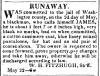 Ad in Hagerstown Mail, 1835 - "RUNAWAY." by W.H. Fitzhugh, Sh'ff