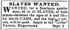 News ad in Hagerstown Mail, 1836 - "Slaves Wanted"