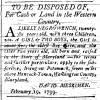 Ad in MH&PA, 1799 - "TO BE DISPOSED OF, For Cash or Land in the Western Country,"