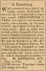 Ad in The Advocate, Cumberland, 1833 - "A Runaway." CHRISTOPHER ATERS by M. RAWLINGS, Sh'ff