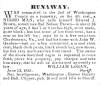 Ad in Herald of Freedom & Torch Light, 1855 - "RUNAWAY." by WILLIAM LOGAN, Sheriff