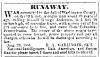 Ad in Herald of Freedom & Torch Light, 1856 - "RUNAWAY."