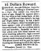 Ad in Washington Spy, 1794 - "16 Dollars Reward." by James Brown & Co