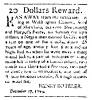 Ad in Washington Spy, 1794 - "20 Dollars Reward." - Henry Boteler