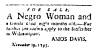 Ad in Washington Spy, 1795 - "For Sale, A Negro Woman and"...