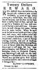Ad in Washington Spy, 1796 - "Twenty Dollars REWARD."