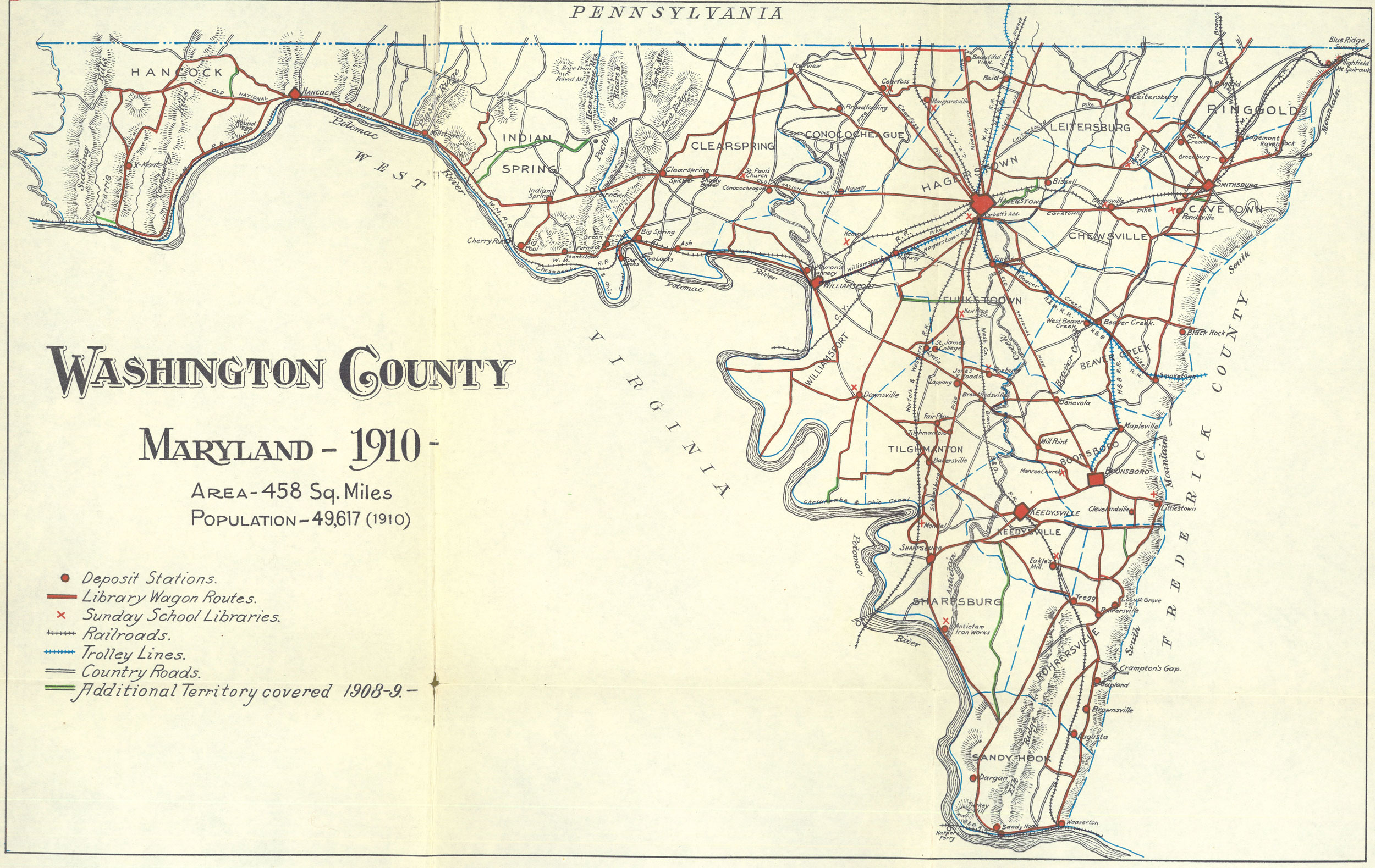 Map of Washington County Maryland, 1910