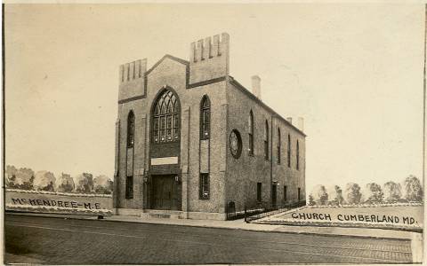 Sepia image of McKendree Methodist Episcopal Church on N. Centre Street