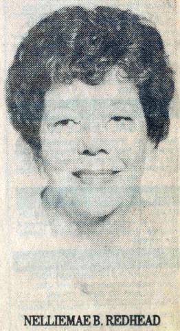 Newspaper photo of Nelliemae B. Redhead