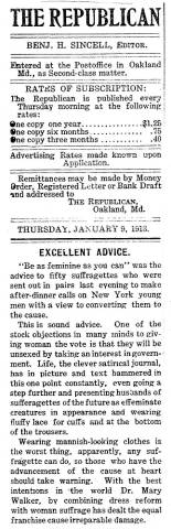 Newspaper article from The Republican title "Excellent Advice"