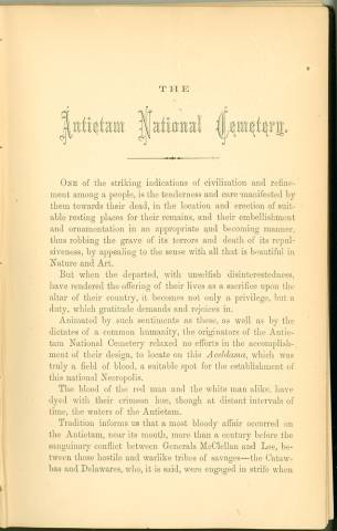 Page 5 from History of Antietam National Cemetery 1869 - "The Antietam National Cemetery"
