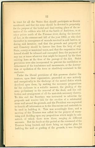 Page 12 from History of Antietam National Cemetery 1869 - "The Antietam National Cemetery"