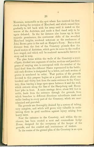 Page 20 from History of Antietam National Cemetery 1869 - "The Antietam National Cemetery"