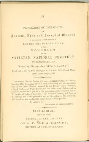 Page 24 from History of Antietam National Cemetery 1869 - "PROGRAMME OF CEREMONIES"