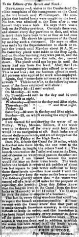 Article in Herald of Freedom & Torch Light, August 27, 1851 - "To the Editors of the Herald and Torch:"
