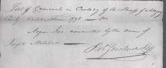 Article from Allegany Sheriff from 1798