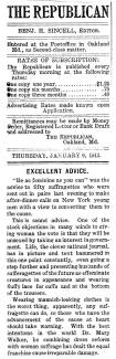 Newspaper article from The Republican title "Excellent Advice"