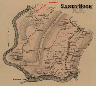 Illustrated Map from 1877, title of "Sandy Hook"