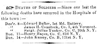 Herald of Freedom & Torch Light, 1862 - "Deaths of Soldiers"