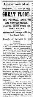 Article in Herald Mail, 1877 - "GREAT FLOOD."