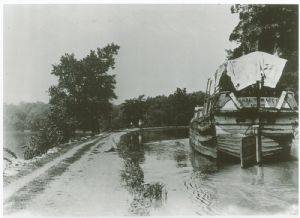 Canal boat and tow path
