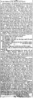 Article in Herald of Freedom & Torch Light, August 27, 1851 - "To the Editors of the Herald and Torch:"