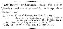 Herald of Freedom & Torch Light, 1862 - "Deaths of Soldiers"