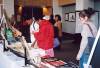 People gathered viewing items from MLK celebration at Frostburg State University