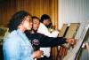 2 people viewing MLK exhibit at Frostburg State University 2004