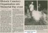 Newspaper article clipping about Historic Cemetery Organization sets Memorial Day event