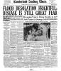 Newspaper headline "Flood Desolation Frightful: Disease is Still Great Fear"