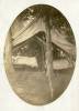 Circa 1862 photo of Antietam hospital; white tent pitched in wooded area